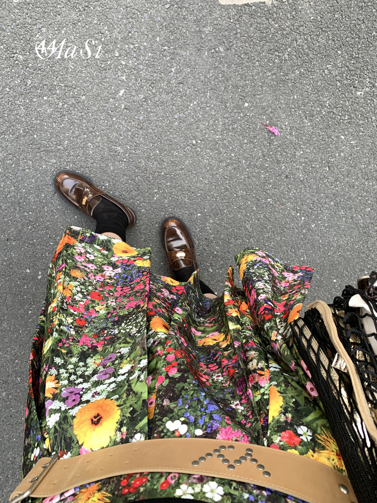Oil Painting Floral Pleated Vintage Short Skirt Korean Style Spring Summer - Image 4